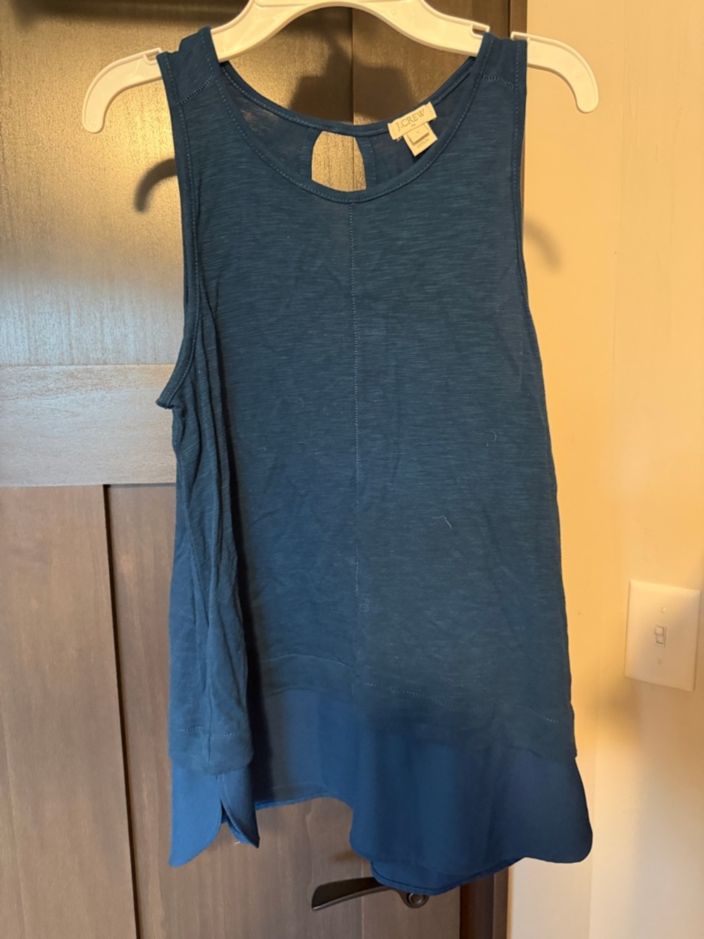 J. Crew Deep Blue Sleeveless Ruffle-Hem Tank